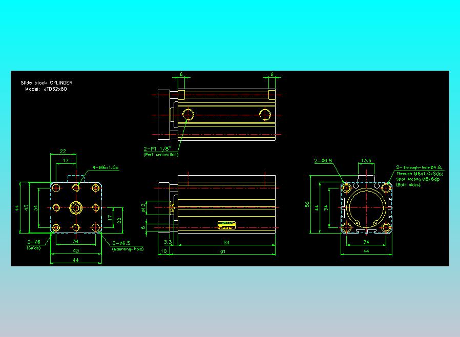 滑块气缸旋转夹持气缸2D-JTD32x60