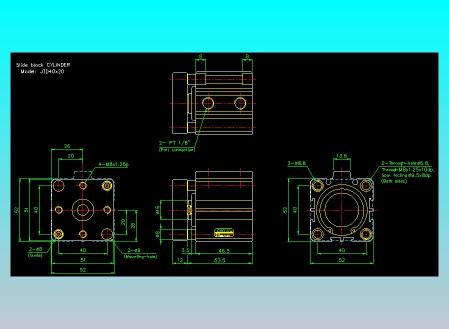 滑块气缸旋转夹持气缸2D-JTD40x20