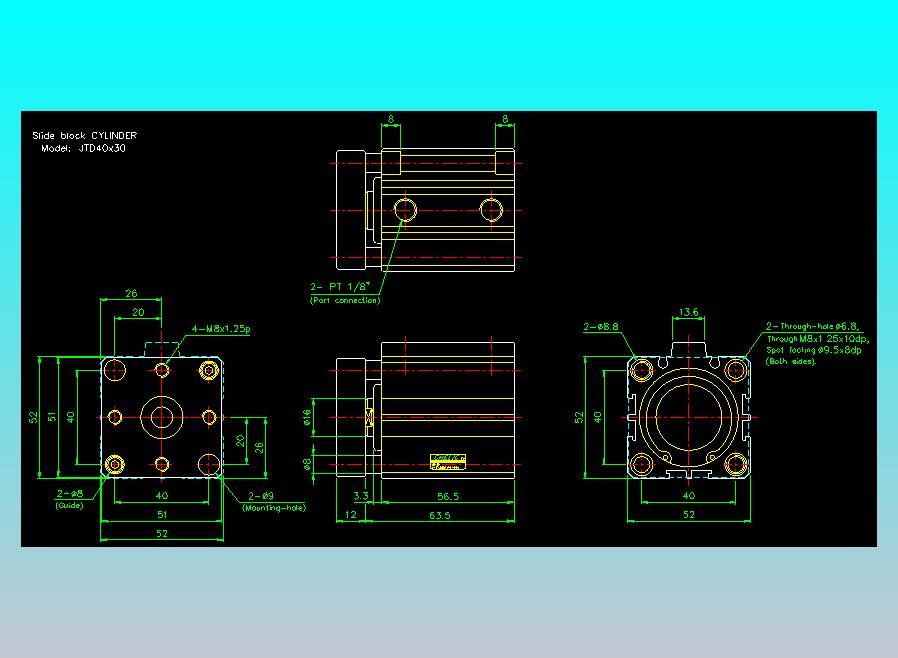滑块气缸旋转夹持气缸2D-JTD40x30