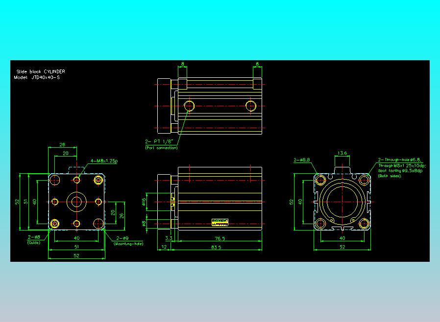 滑块气缸旋转夹持气缸2D-JTD40x40-S