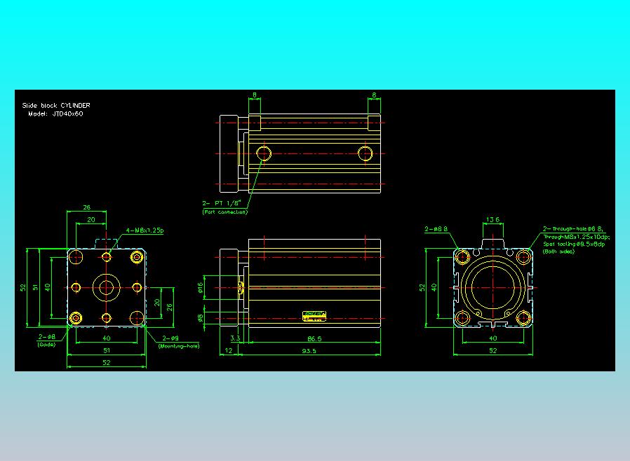 滑块气缸旋转夹持气缸2D-JTD40x60
