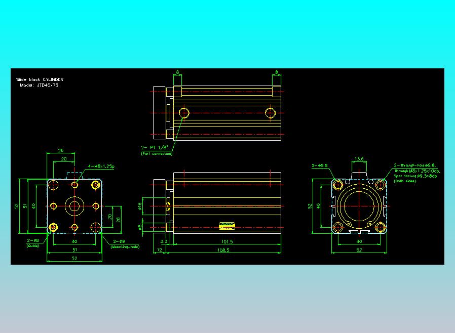 滑块气缸旋转夹持气缸2D-JTD40x75