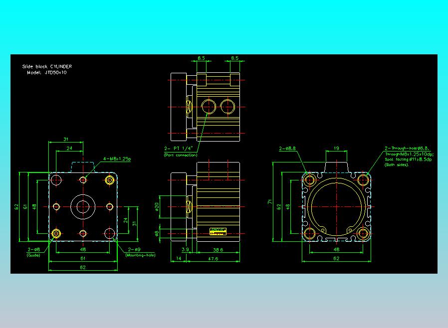 滑块气缸旋转夹持气缸2D-JTD50x10