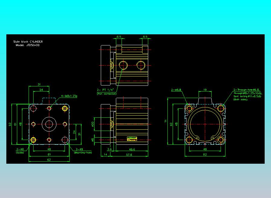 滑块气缸旋转夹持气缸2D-JTD50x20