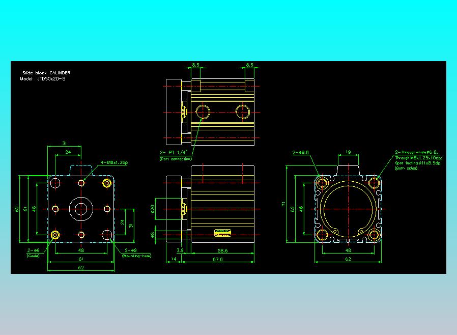 滑块气缸旋转夹持气缸2D-JTD50x20-S