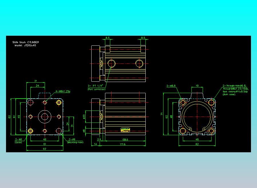 滑块气缸旋转夹持气缸2D-JTD50x40
