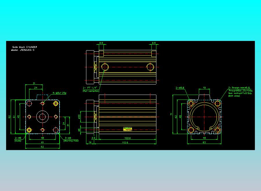 滑块气缸旋转夹持气缸2D-JTD50x65-S