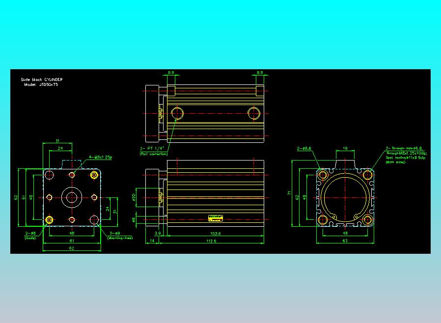 滑块气缸旋转夹持气缸2D-JTD50x75