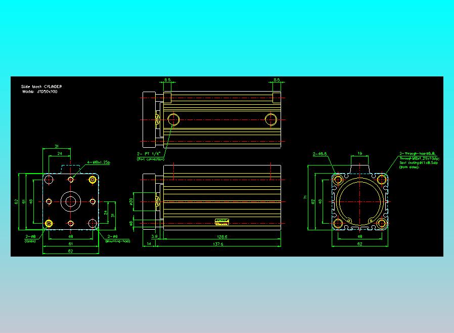 滑块气缸旋转夹持气缸2D-JTD50x100