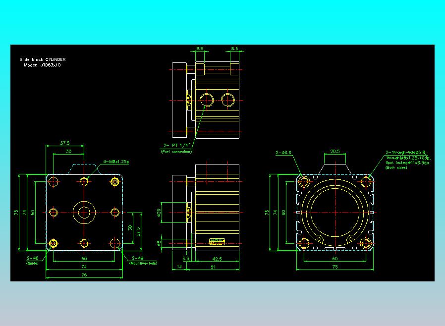 滑块气缸旋转夹持气缸2D-JTD63x10
