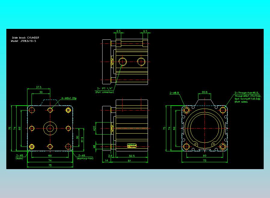 滑块气缸旋转夹持气缸2D-JTD63x10-S