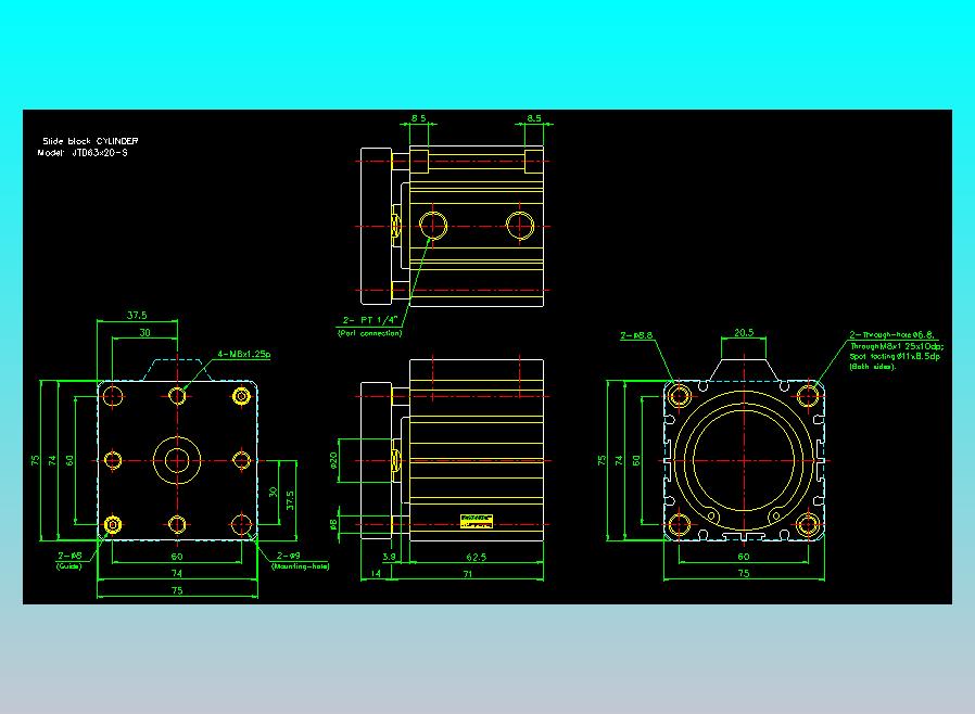 滑块气缸旋转夹持气缸2D-JTD63x20-S