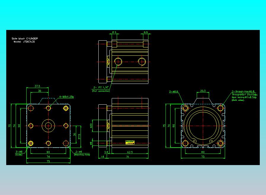 滑块气缸旋转夹持气缸2D-JTD63x30