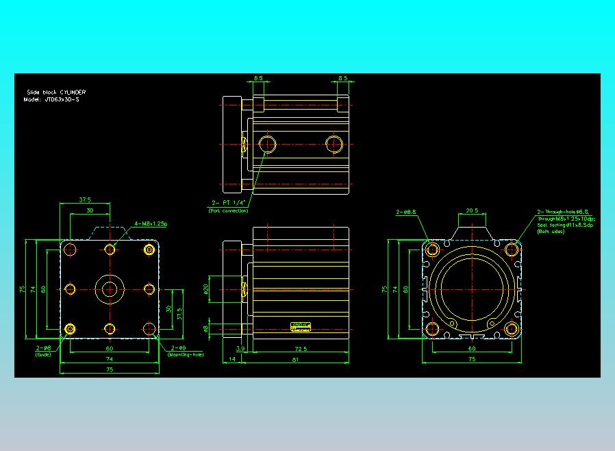 滑块气缸旋转夹持气缸2D-JTD63x30-S