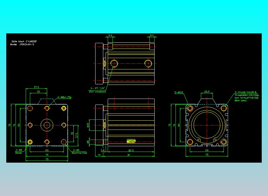 滑块气缸旋转夹持气缸2D-JTD63x40-S