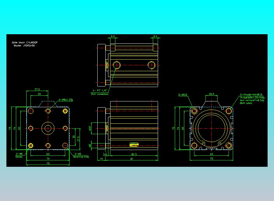滑块气缸旋转夹持气缸2D-JTD63x50