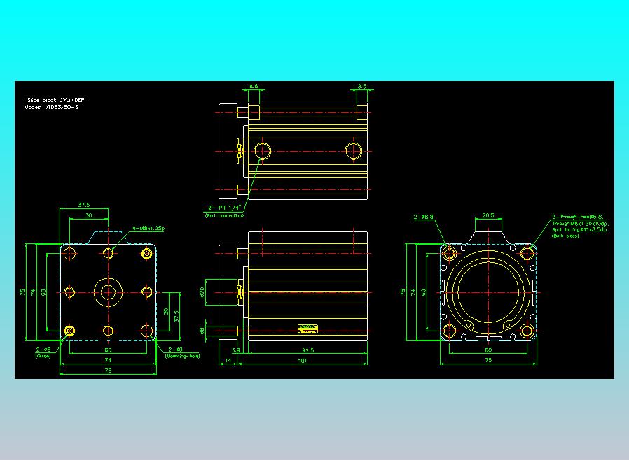 滑块气缸旋转夹持气缸2D-JTD63x50-S