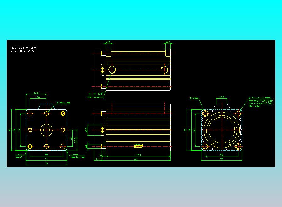滑块气缸旋转夹持气缸2D-JTD63x75-S