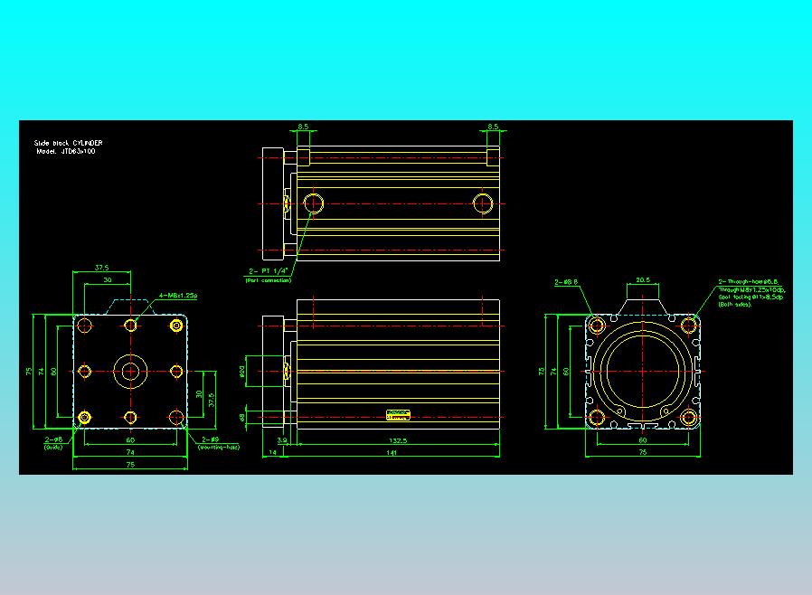 滑块气缸旋转夹持气缸2D-JTD63x100