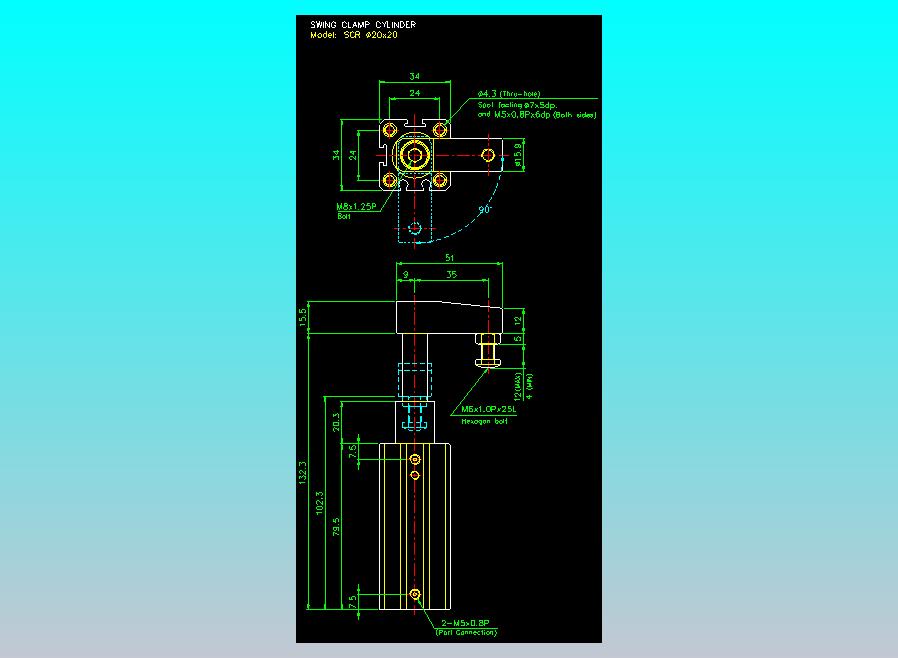 滑块气缸旋转夹持气缸2D-SCR20x20
