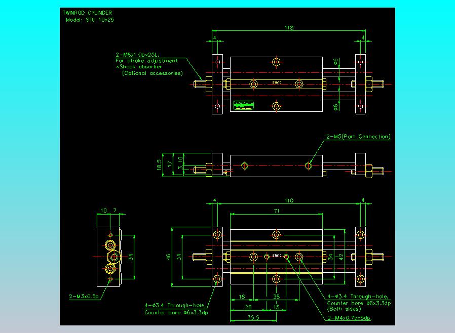滑台气缸  双轴滑台气缸2D-STU10x25