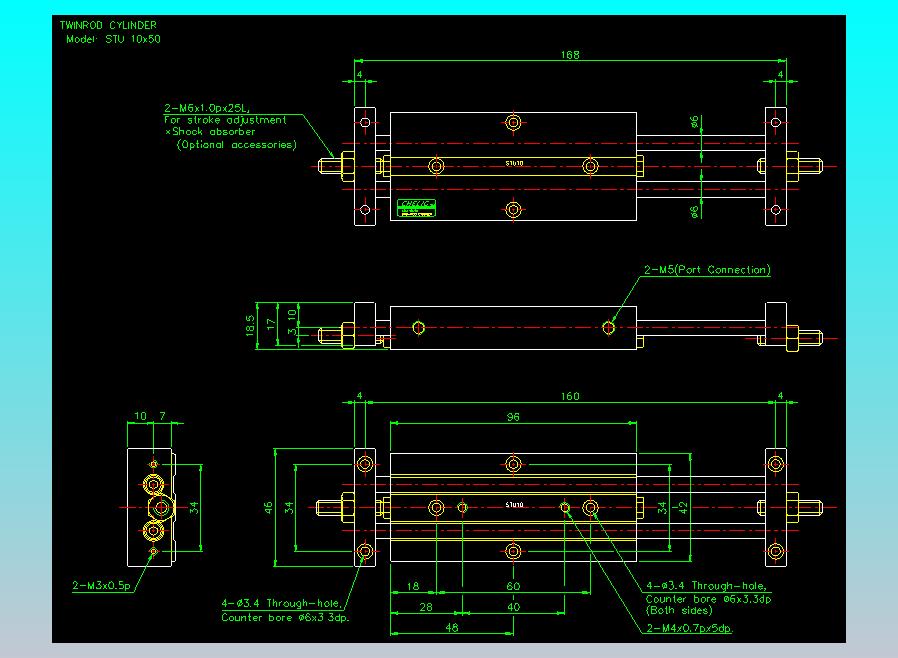 滑台气缸  双轴滑台气缸2D-STU10x50