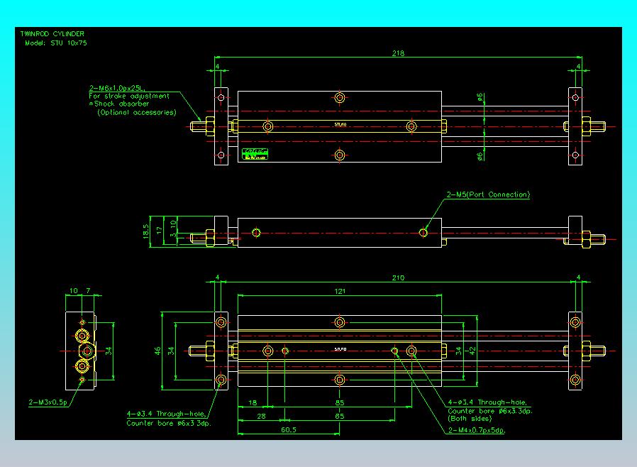 滑台气缸  双轴滑台气缸2D-STU10x75