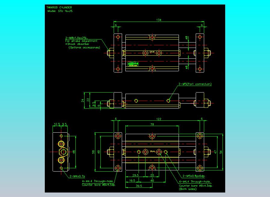 滑台气缸  双轴滑台气缸2D-STU16x25