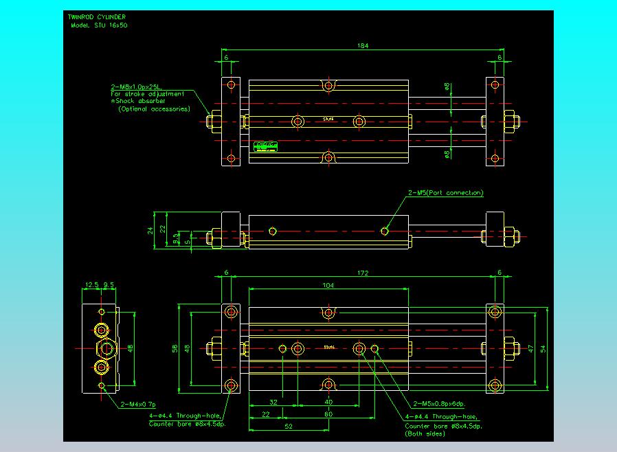 滑台气缸  双轴滑台气缸2D-STU16x50