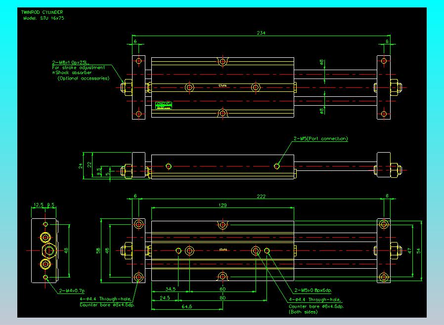 滑台气缸  双轴滑台气缸2D-STU16x75