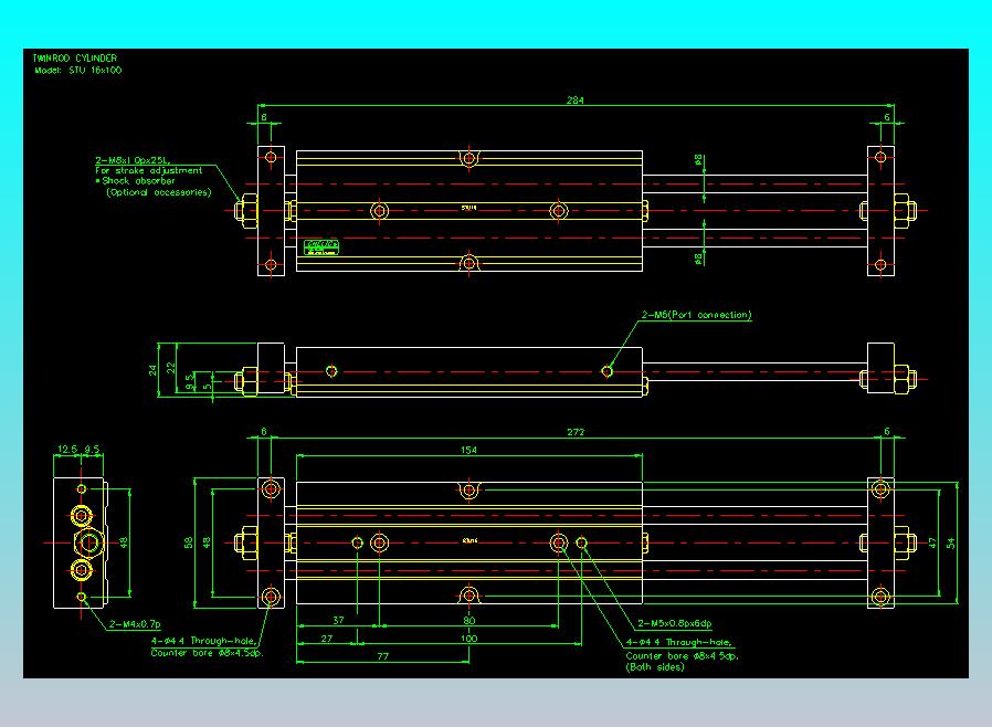 滑台气缸  双轴滑台气缸2D-STU16x100