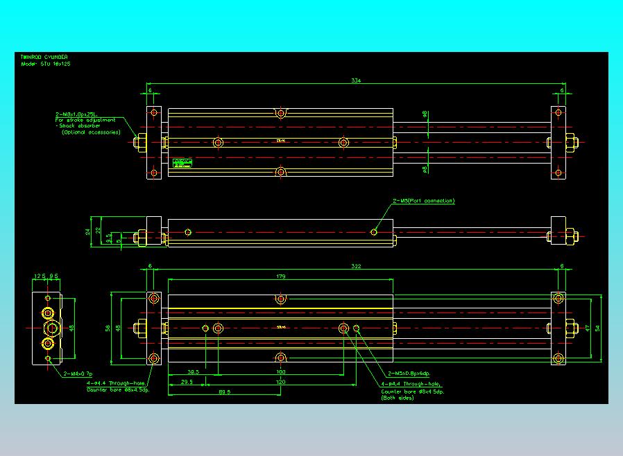 滑台气缸  双轴滑台气缸2D-STU16x125