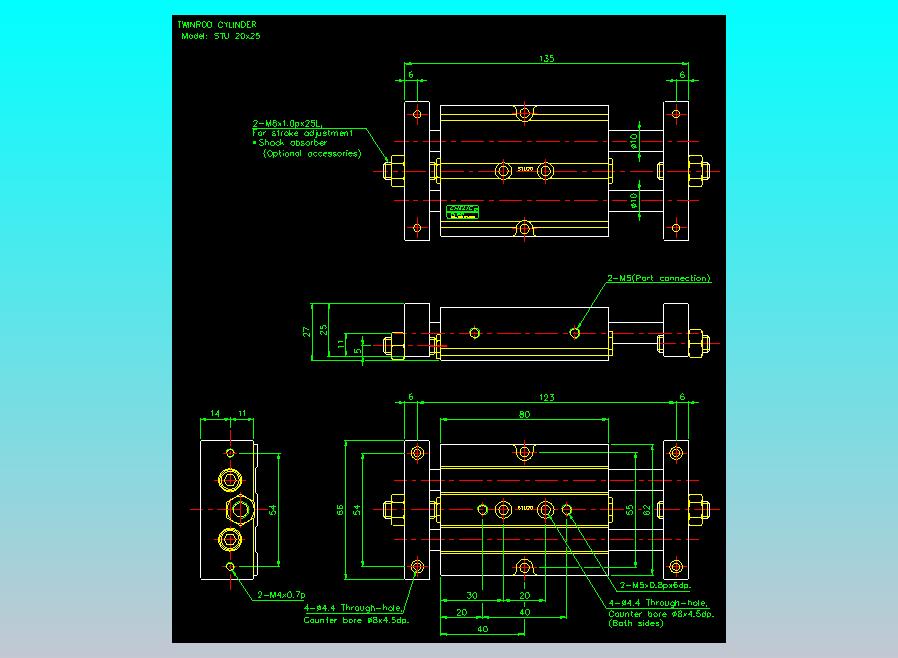 滑台气缸  双轴滑台气缸2D-STU20x25