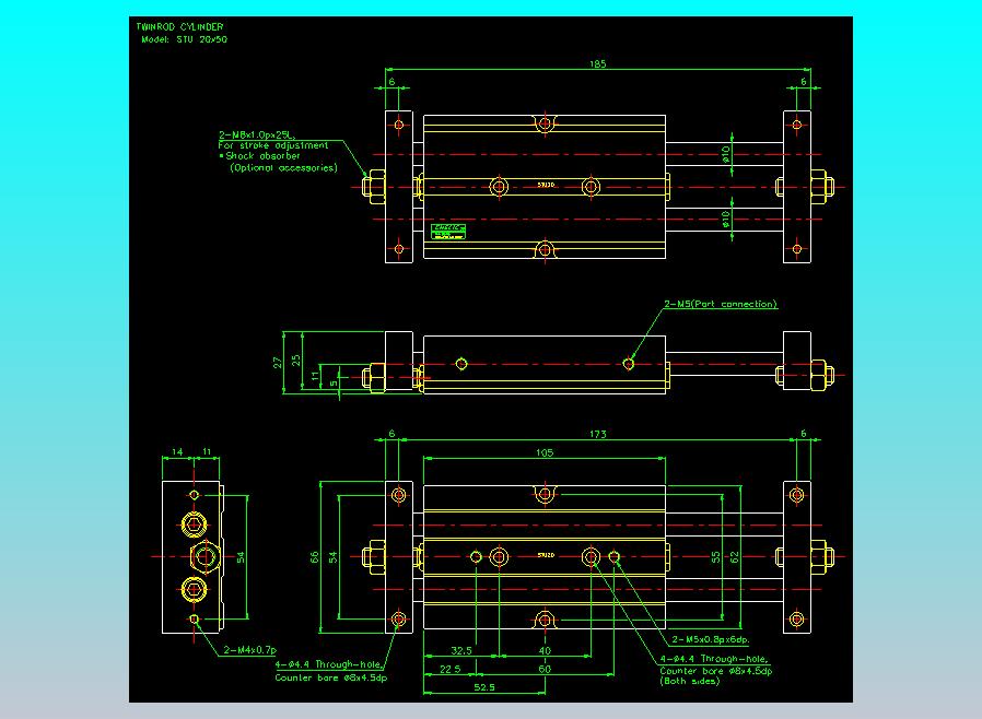 滑台气缸  双轴滑台气缸2D-STU20x50
