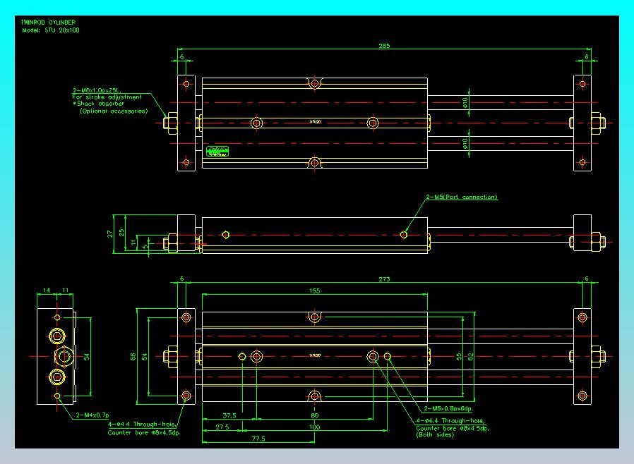 滑台气缸  双轴滑台气缸2D-STU20x100