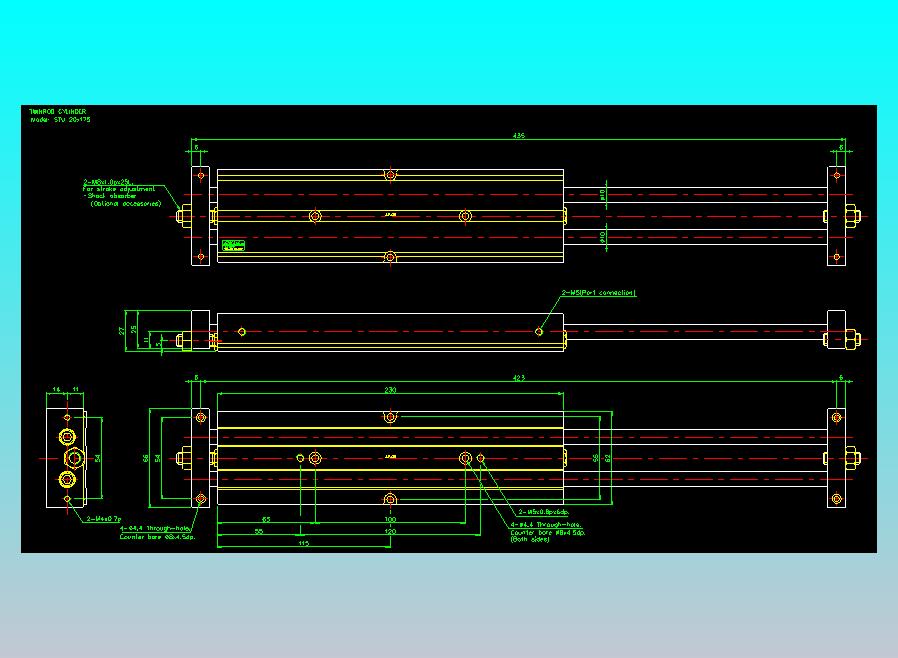 滑台气缸  双轴滑台气缸2D-STU20x175