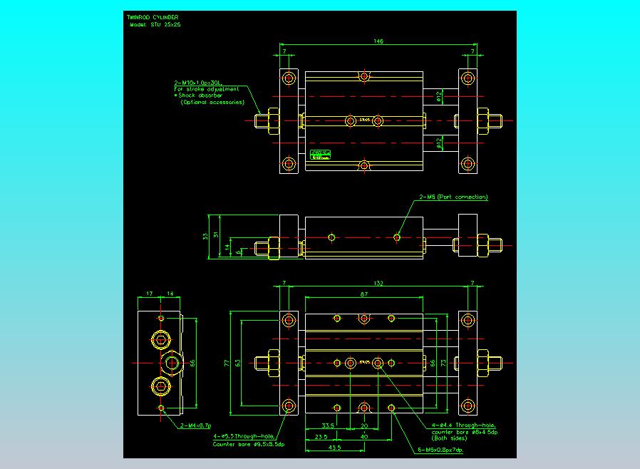 滑台气缸  双轴滑台气缸2D-STU25x25