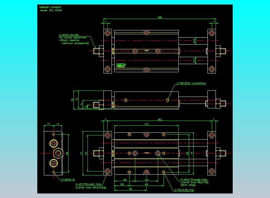 滑台气缸  双轴滑台气缸2D-STU25x50