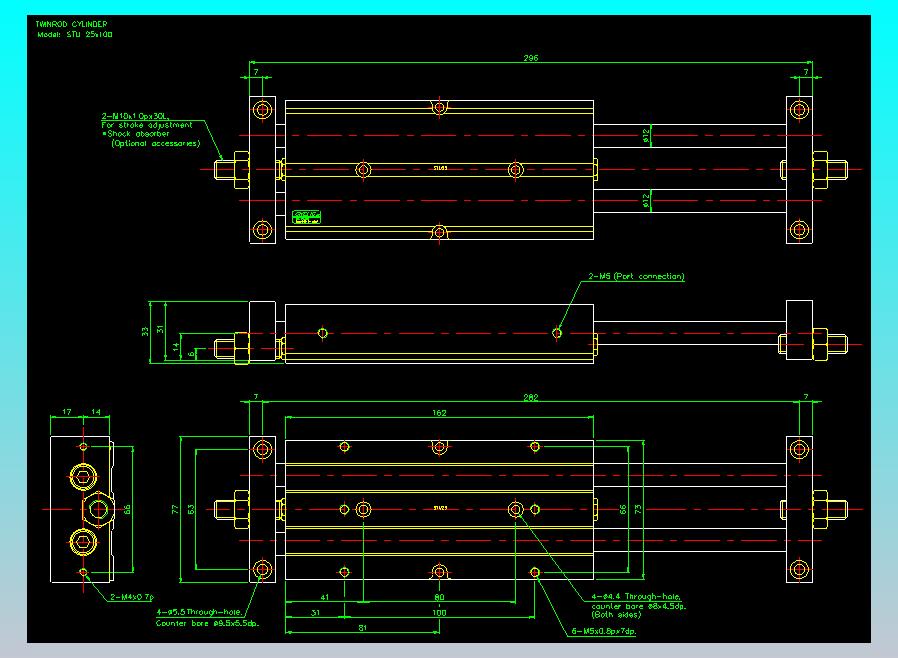 滑台气缸  双轴滑台气缸2D-STU25x100