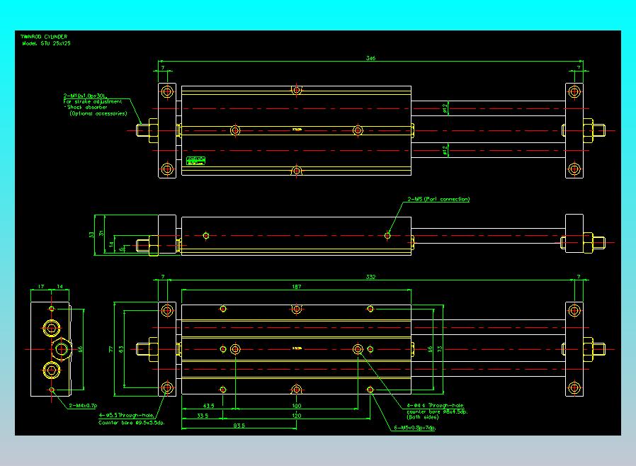 滑台气缸  双轴滑台气缸2D-STU25x125