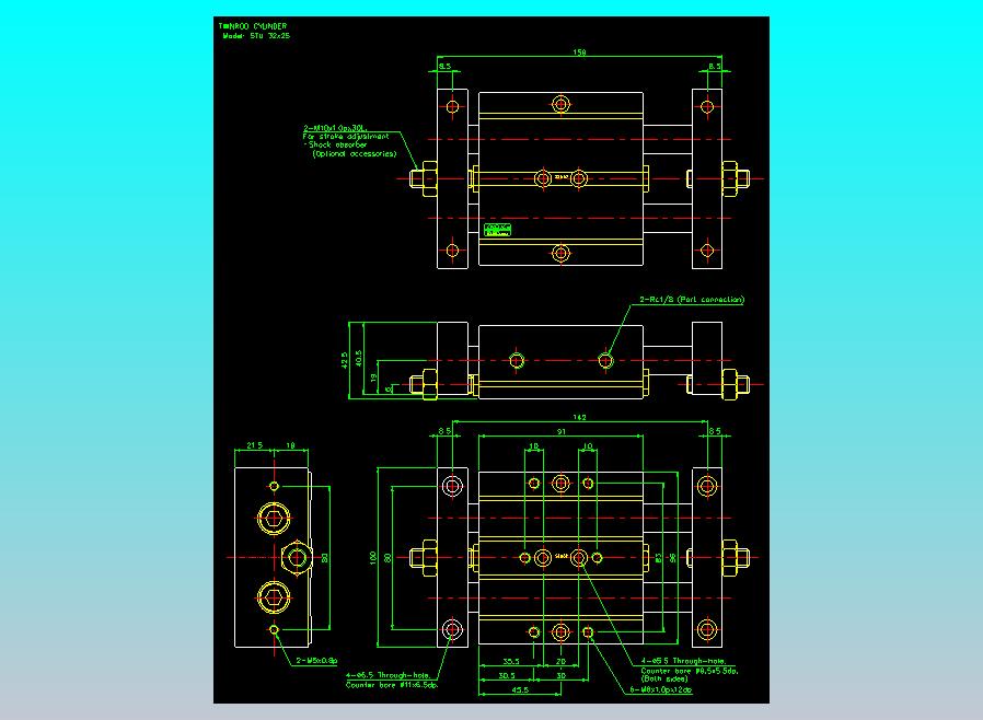 滑台气缸  双轴滑台气缸2D-STU32x25