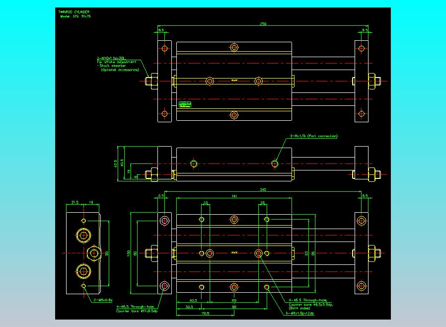 滑台气缸  双轴滑台气缸2D-STU32x75
