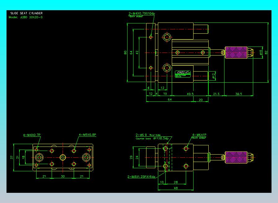 滑座气缸2D-JCBD20x20-S