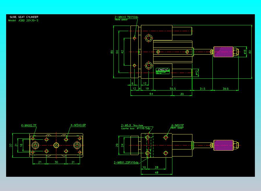 滑座气缸2D-JCBD20x30-S