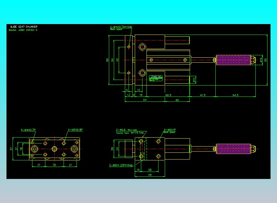 滑座气缸2D-JCBD20x40-S