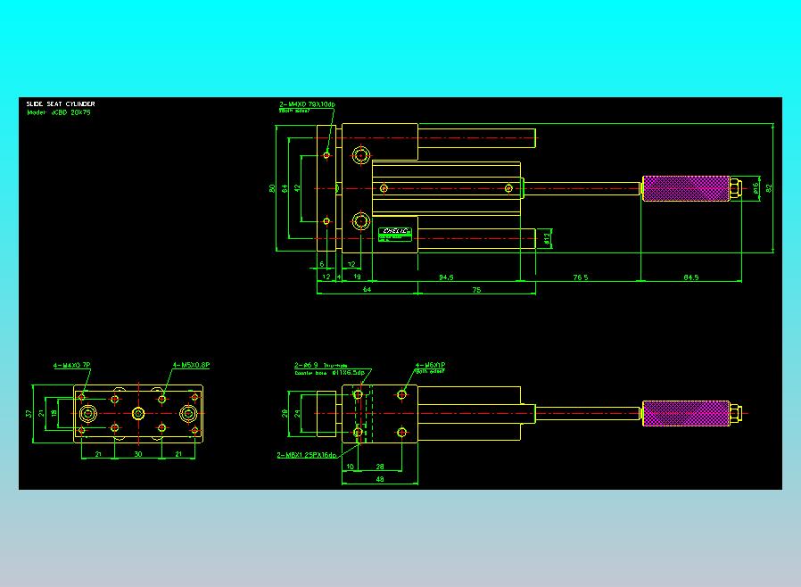 滑座气缸2D-JCBD20x75