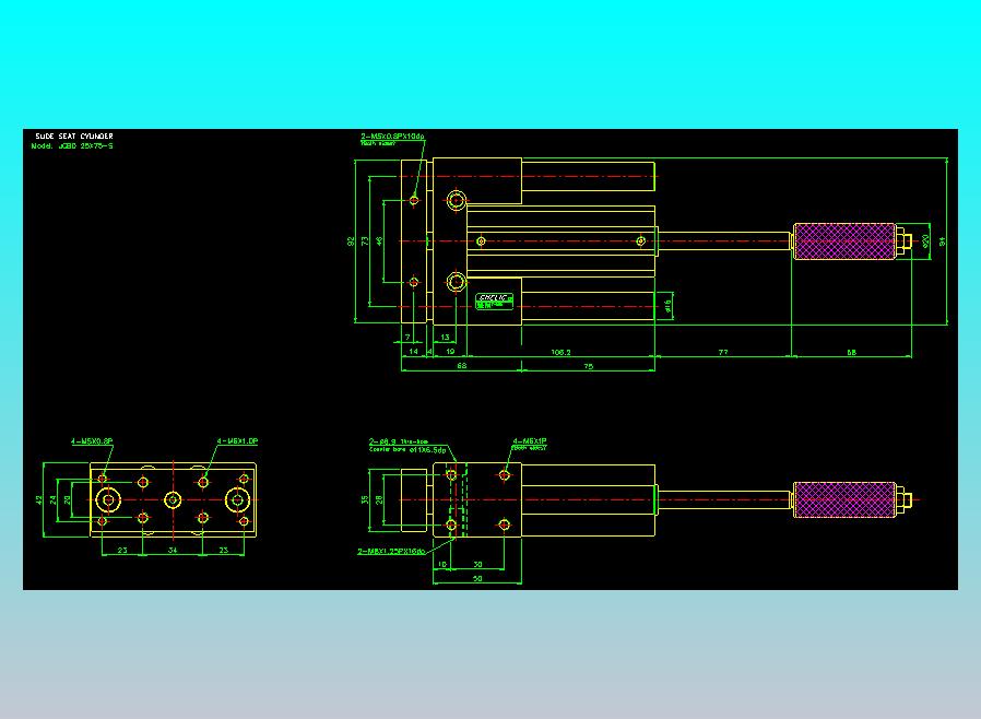 滑座气缸2D-JCBD25x75-S