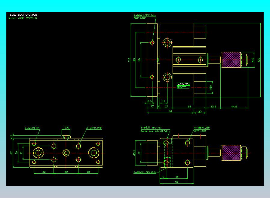 滑座气缸2D-JCBD32x20-S