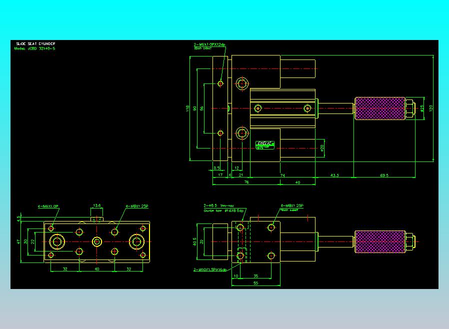 滑座气缸2D-JCBD32x40-S