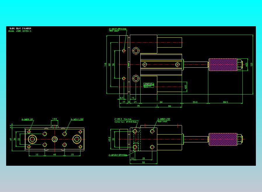 滑座气缸2D-JCBD32x50-S